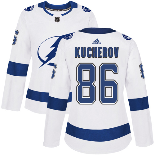 Adidas Lightning #86 Nikita Kucherov White Road Authentic Women's Stitched NHL Jersey